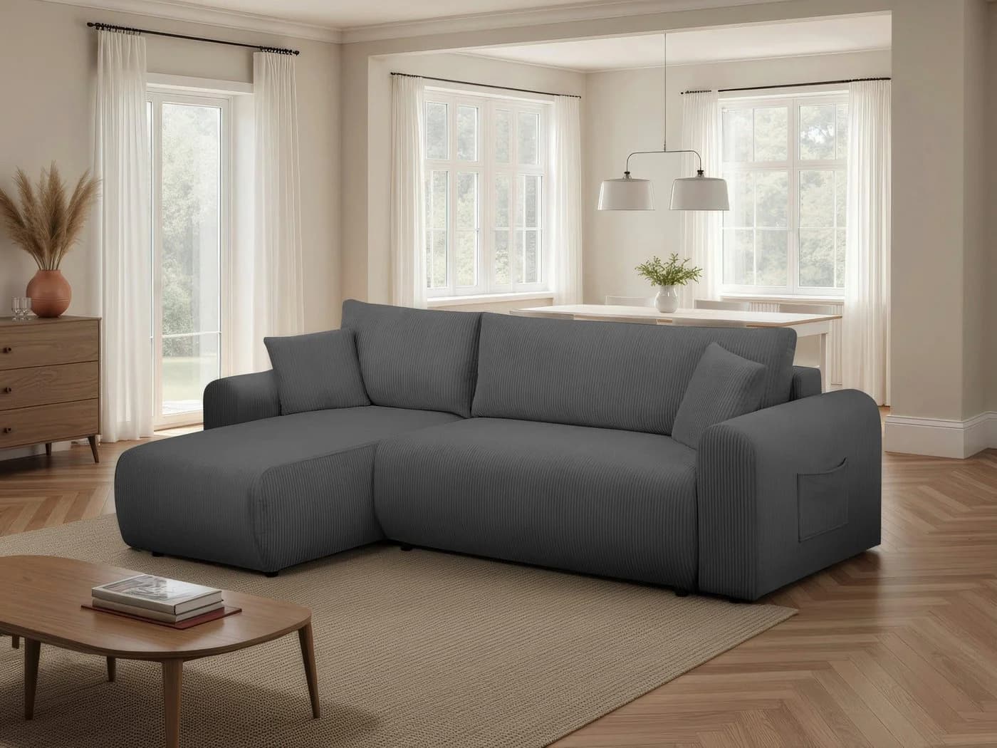 OTTO home Ecksofa JONAA L-Form anthrazit mit Bettkasten und Schlaffunktion