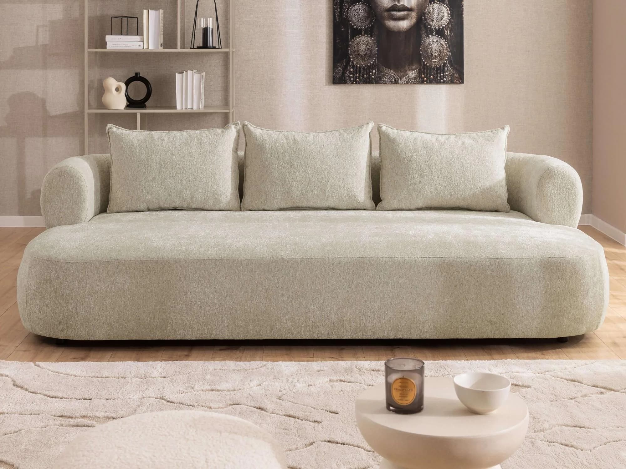 Big-Sofa HOME AFFAIRE LUSSAC 4-Sitzer Design-Sofa mit Zierkissen, creme