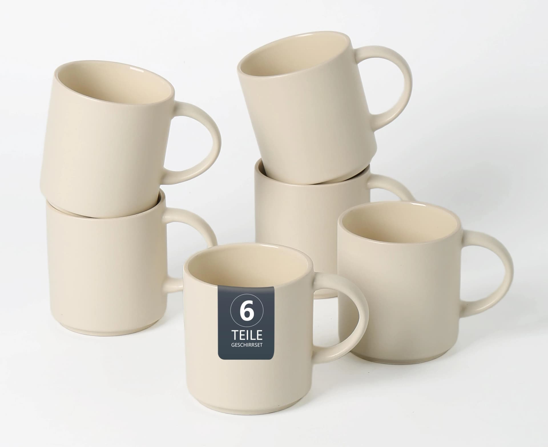 Becher OTTO HOME Kaffeebecher Ylvii 6er Set beige Steinzeug