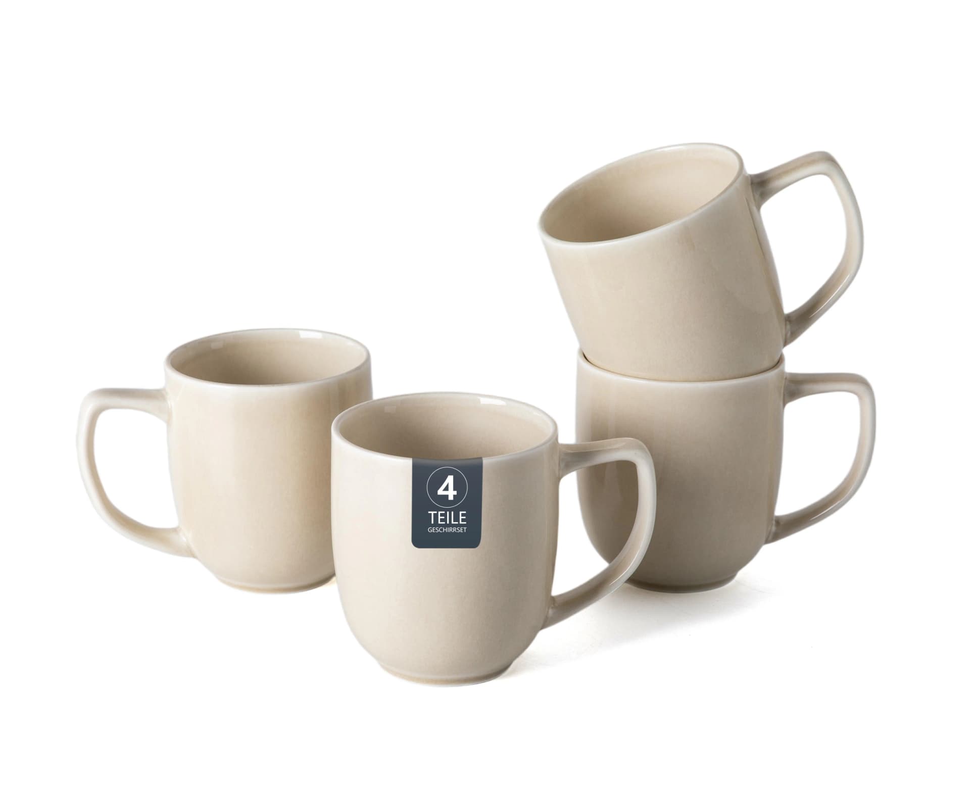 OTTO HOME Kaffeebecher Flett 4er Set beige Reaktivglasur Porzellan