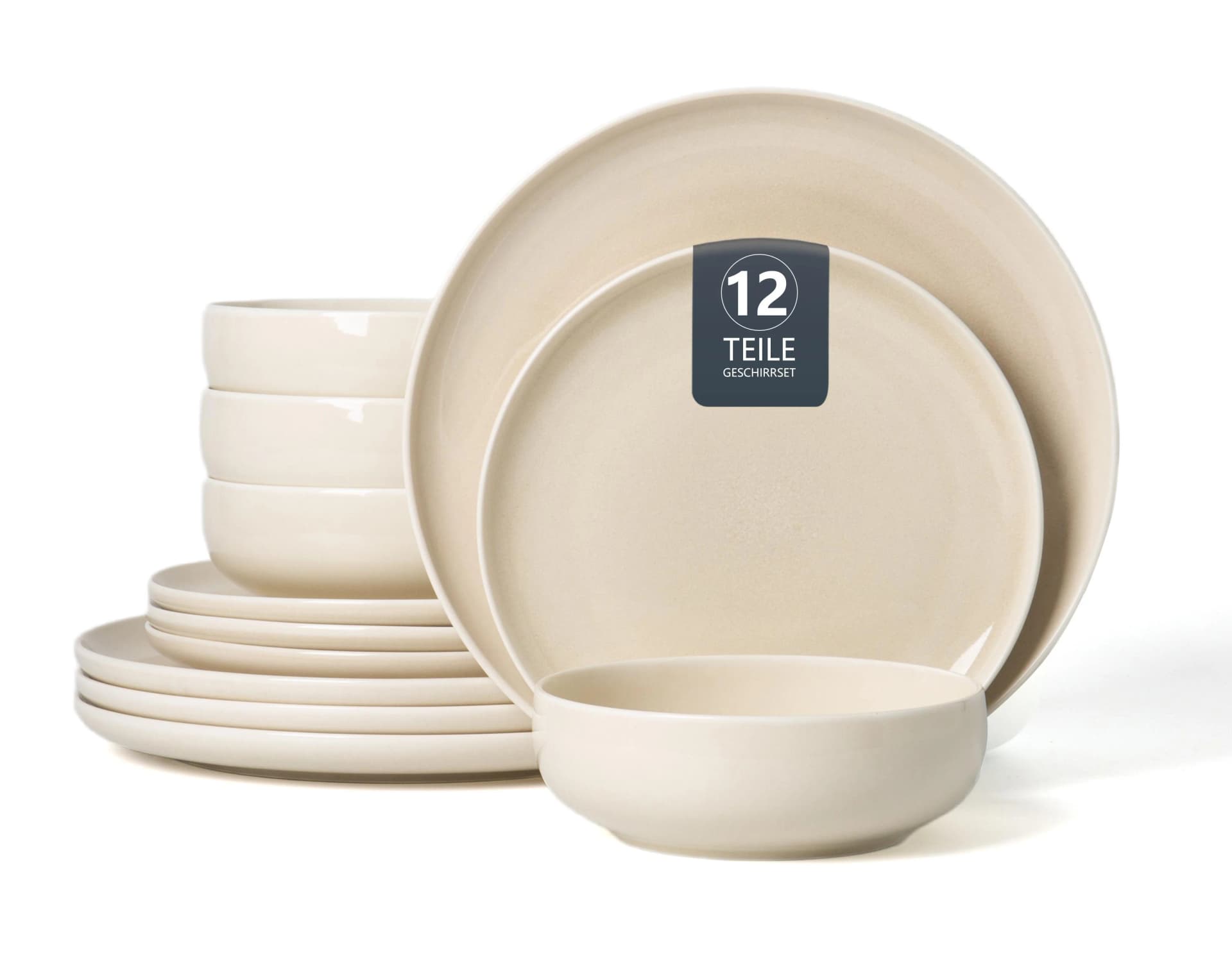 OTTO HOME Geschirr-Set Flett 12-tlg. Beige Reaktivporzellan