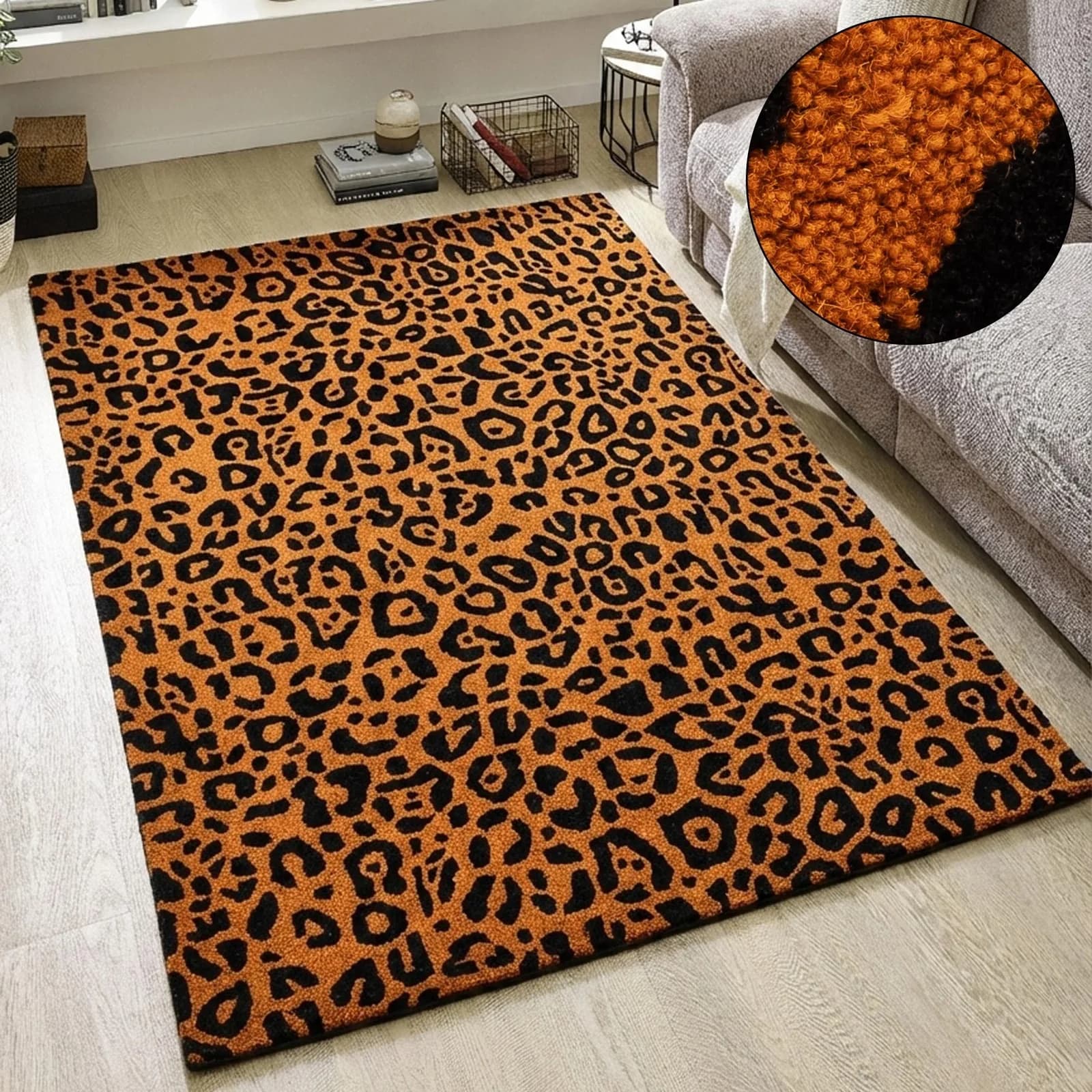 Wollteppich OTTO HOME Gabbo Leo Leopardenmuster Handgearbeitet