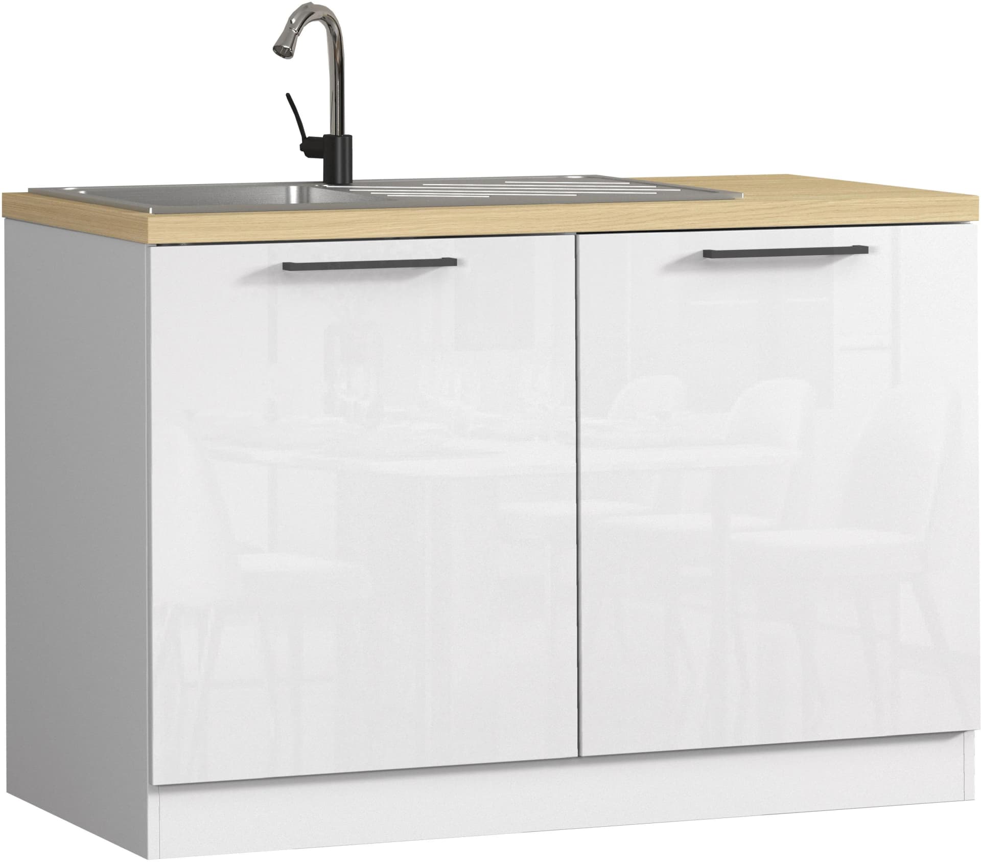 Kochstation Spülenschrank Luna Weiß 120 cm mit Spüle