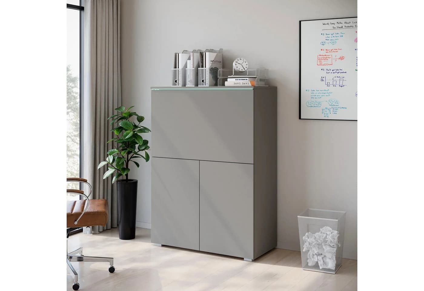 PC-Schrank INOSIGN Vera Sekretär Home-Office Schreibtisch LED-Beleuchtung - Bild 3