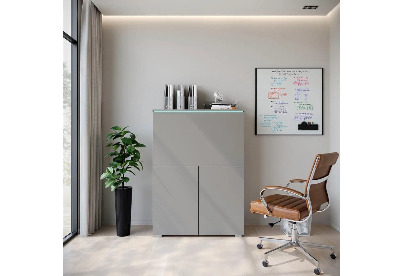 PC-Schrank INOSIGN Vera Sekretär Home-Office Schreibtisch LED-Beleuchtung - Bild 4