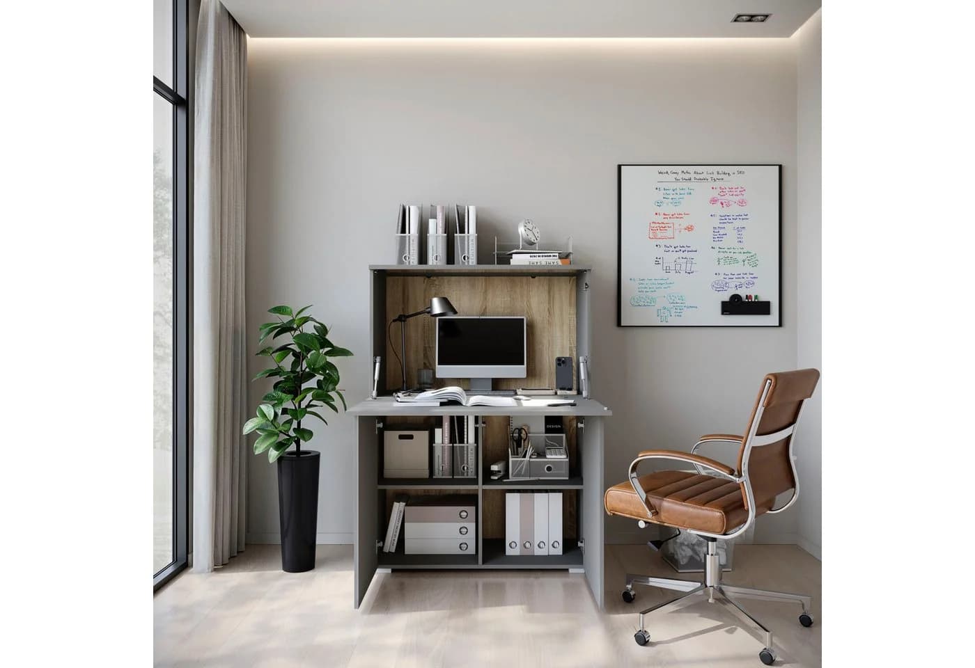 PC-Schrank INOSIGN Vera Sekretär Home-Office Schreibtisch LED-Beleuchtung - Bild 5