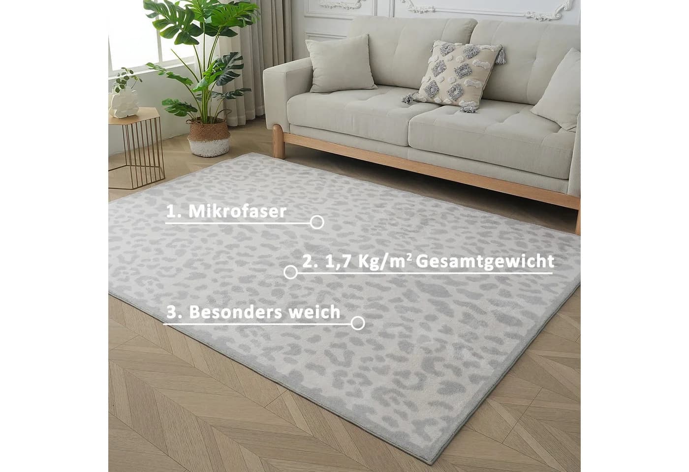 Teppich OTTO HOME Leo Leopardenmuster Grau/Creme - Bild 3
