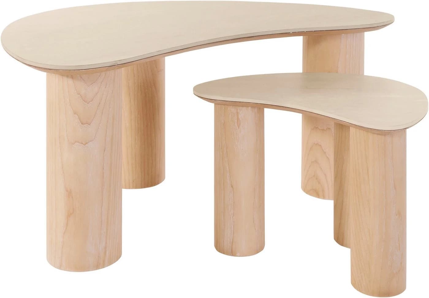 Couchtisch Laysy HOMSY Keramikplatte Eschenholz Nierenform