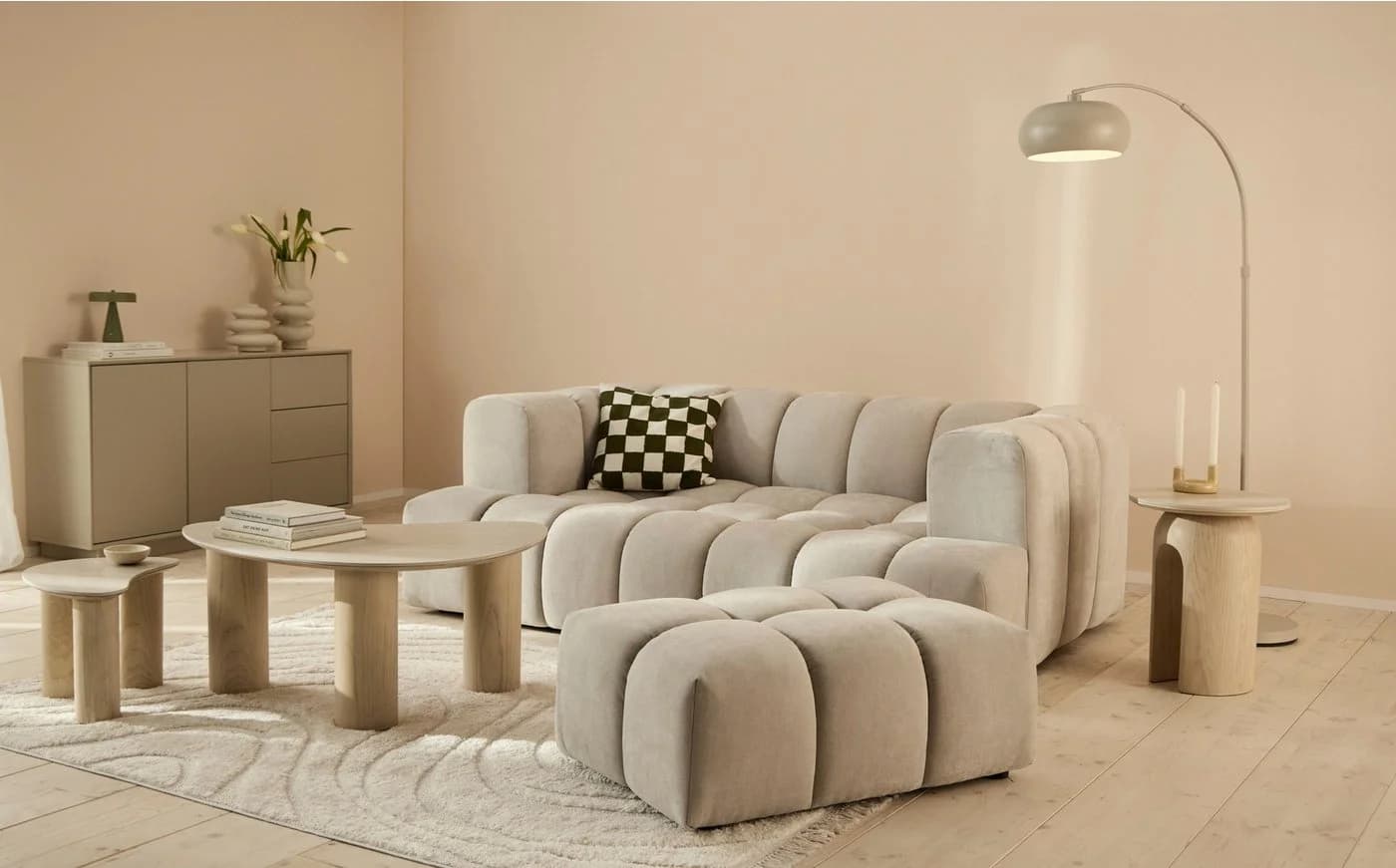 Couchtisch Laysy HOMSY Keramikplatte Eschenholz Nierenform - Bild 5
