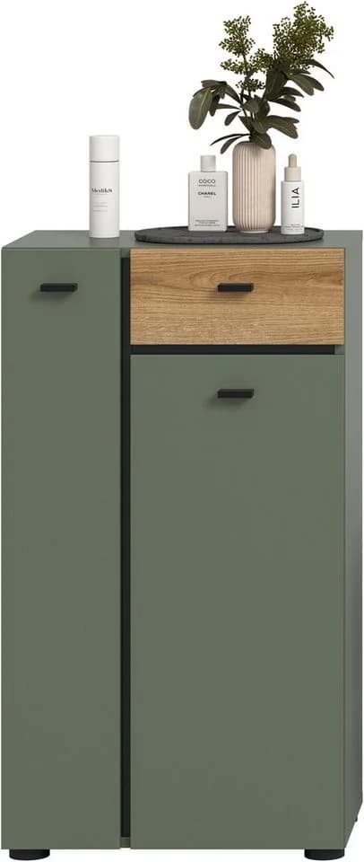 Welltime Midischrank VANN 91cm Sage Green Evoke Oak Nachbildung - Bild 3