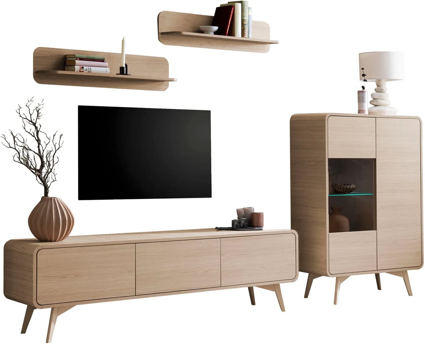 Wohnwand im Scandi-Stil aus Eichenholz - Bild 2