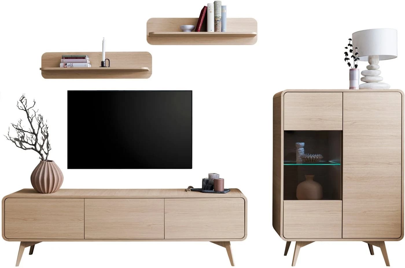 Wohnwand im Scandi-Stil aus Eichenholz - Bild 4