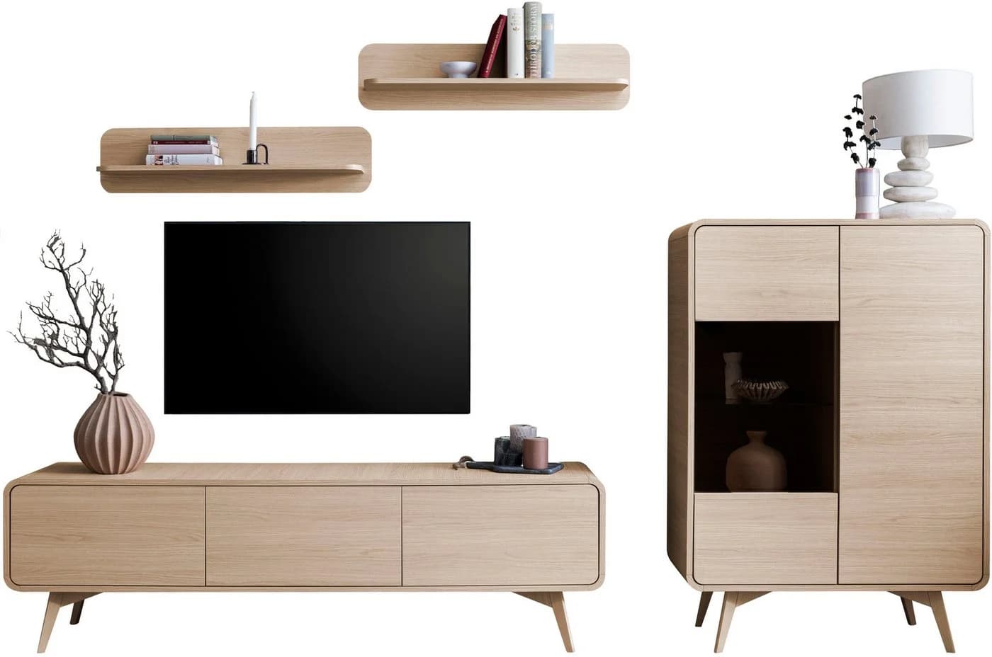 Wohnwand im Scandi-Stil aus Eichenholz - Bild 5