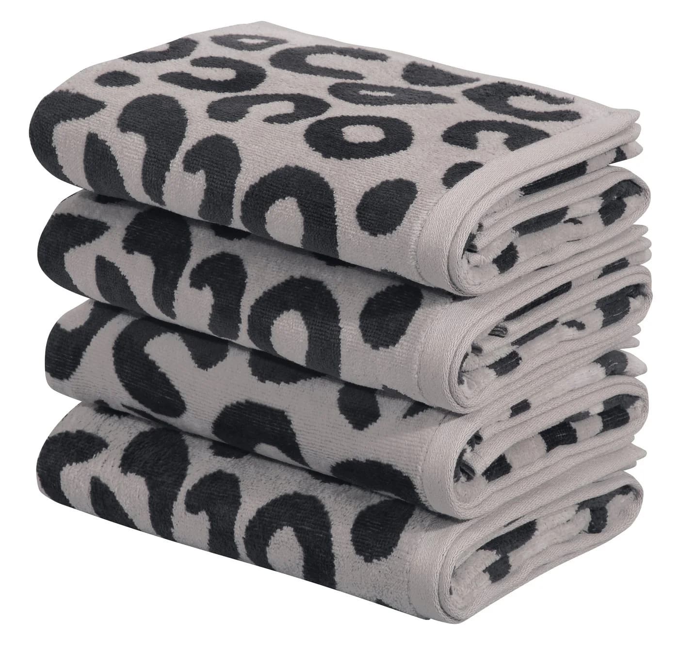OTTO HOME Handtuch Set 4-tlg. Leopardmuster anthrazit grau - Bild 2