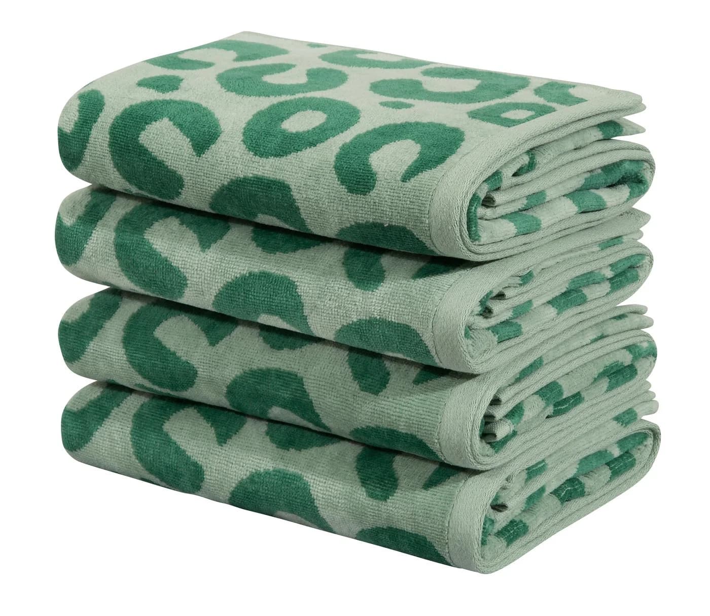 OTTO HOME Handtuch Set 4-tlg. Leopardmuster Frottiervelours Grün - Bild 2