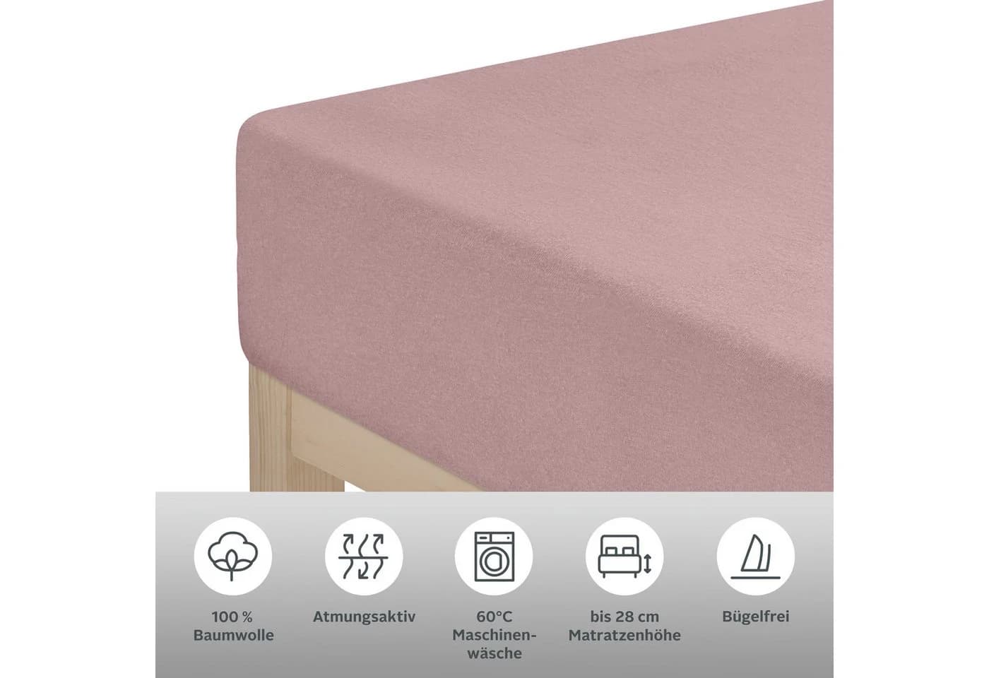 OTTO HOME Spannbettlaken Jersey Rosa 100% Baumwolle - Bild 4