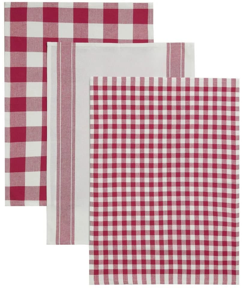 OTTO HOME Geschirrtuch 3er-Set Ravven Rot Baumwolle