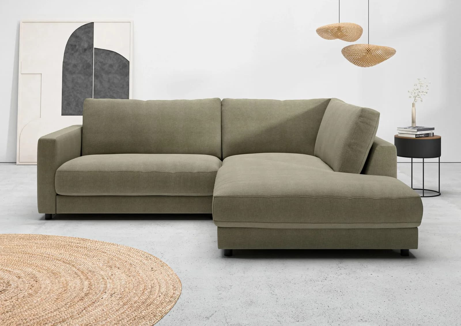 Home Affaire Ecksofa Jiro L-Form 252 cm Oliv