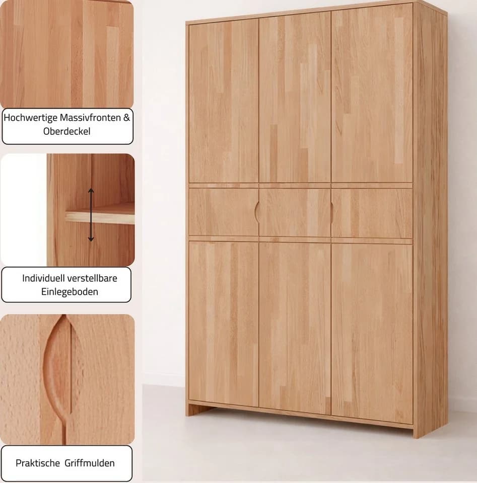 OTTO home Mehrzweckschrank Maximus Massivholz 9 Fächer - Bild 3