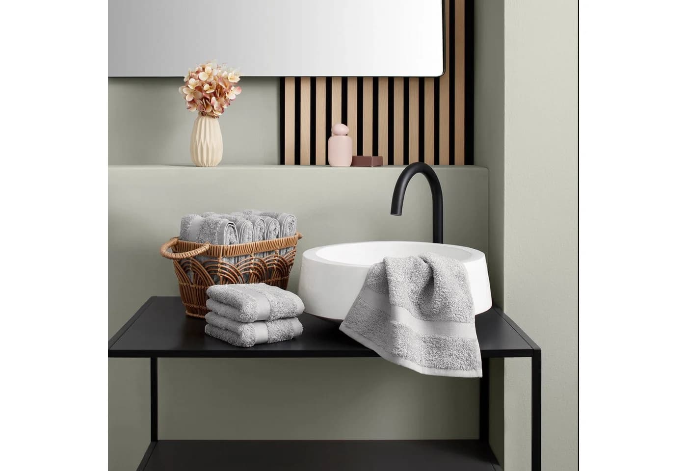 OTTO HOME Gästehandtücher Set 8-tlg. Hellgrau Premium Baumwolle