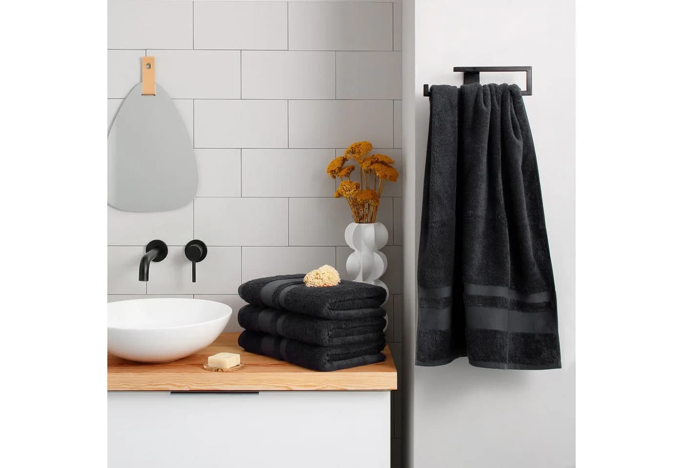 OTTO home Duschtücher Vanessa Set 4-tlg Schwarz Frottee