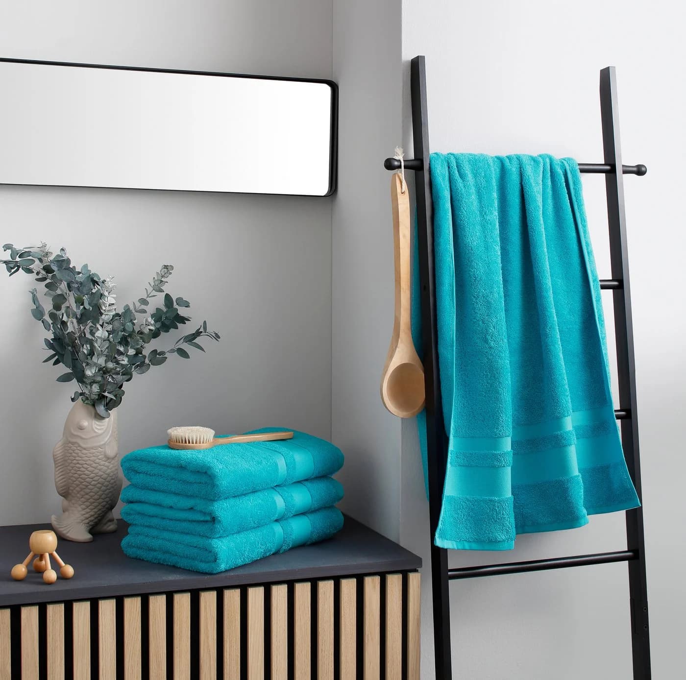 OTTO HOME Vanessa Duschtücher Set 4-tlg. Türkis Baumwolle