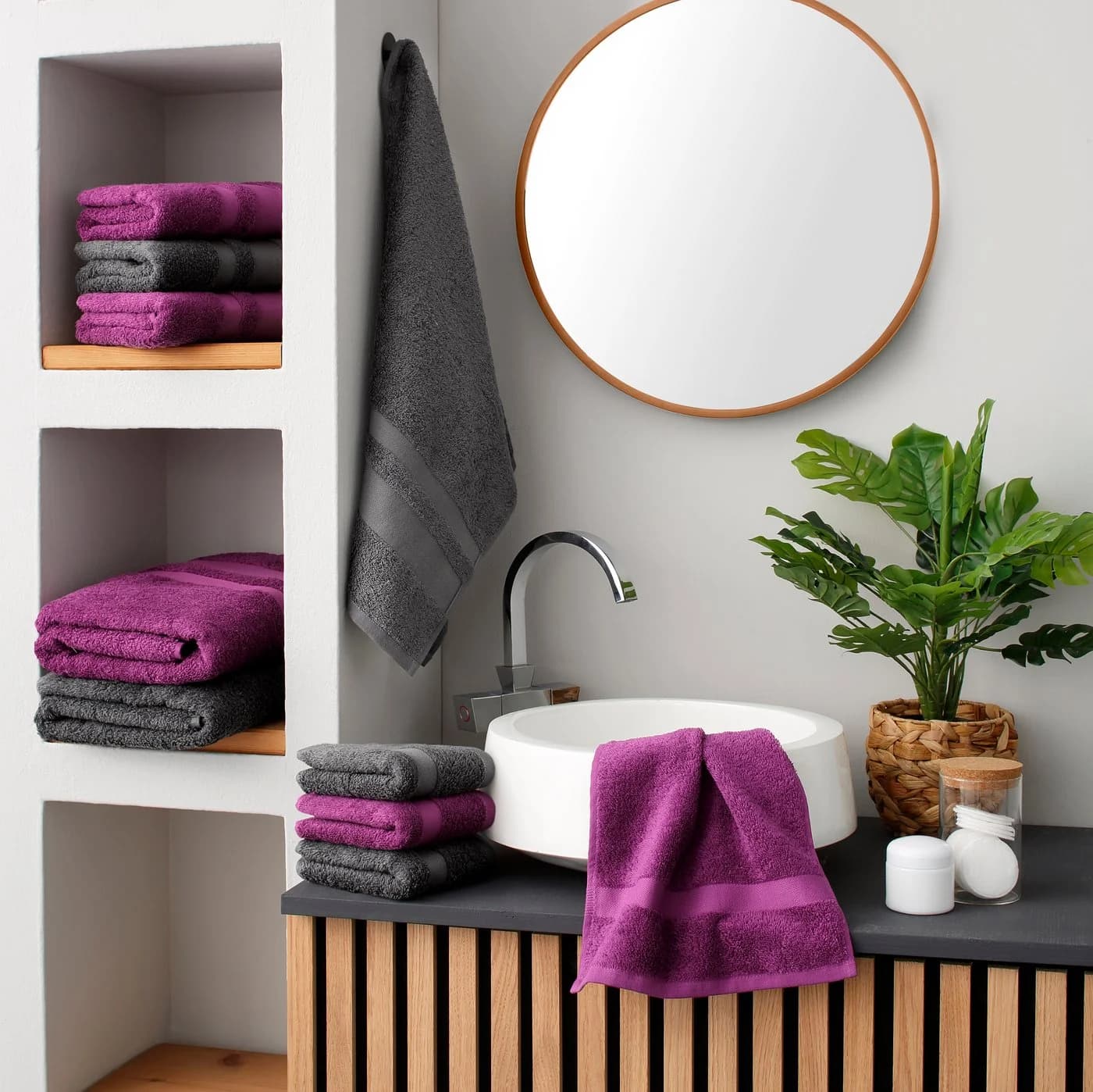 OTTO home Handtuch Set Vanessa 10-tlg. Walkfrottee Baumwolle Anthrazit