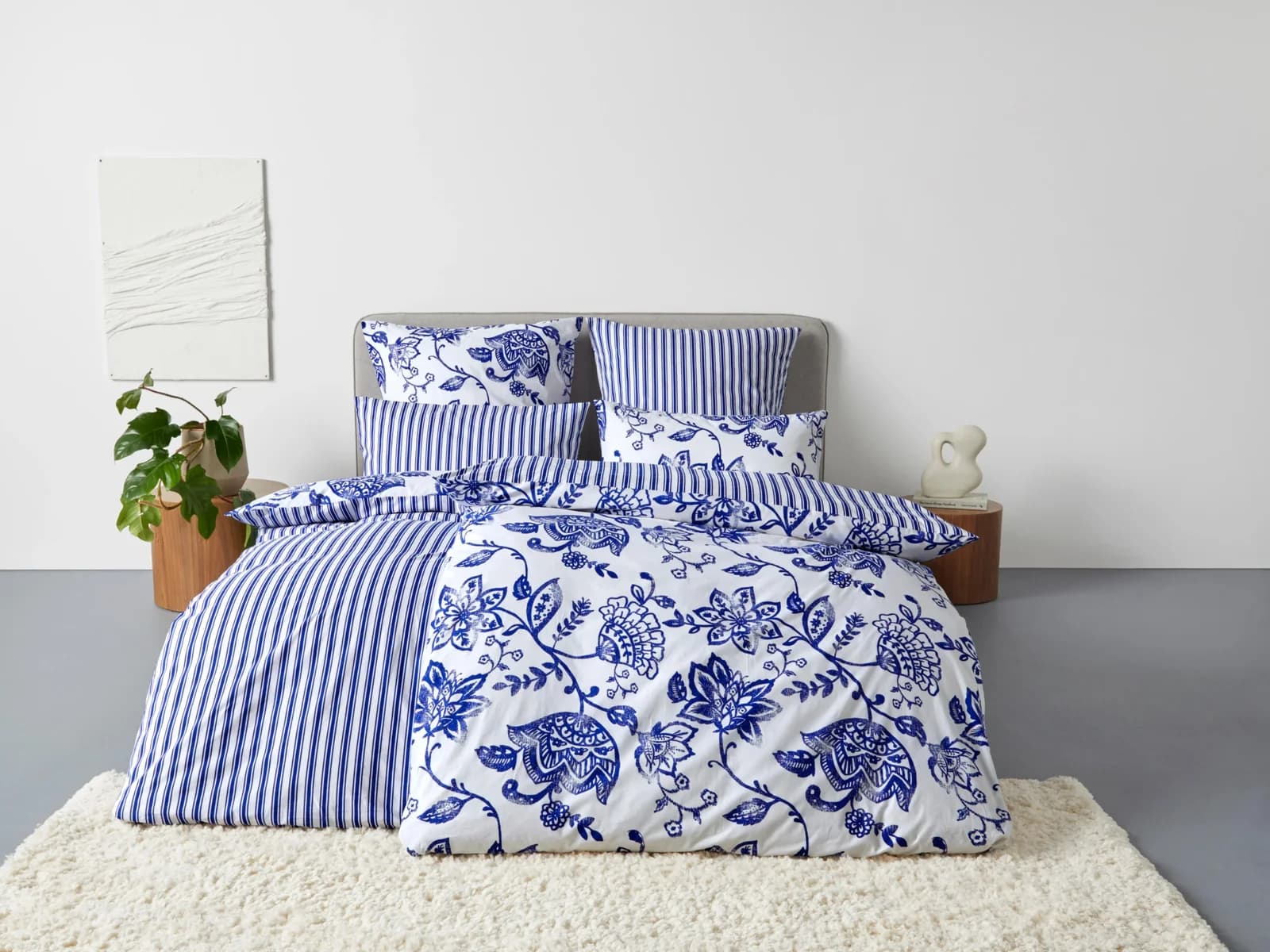 OTTO HOME Wendebettwäsche Nordby Blau Flanell 135x200 cm