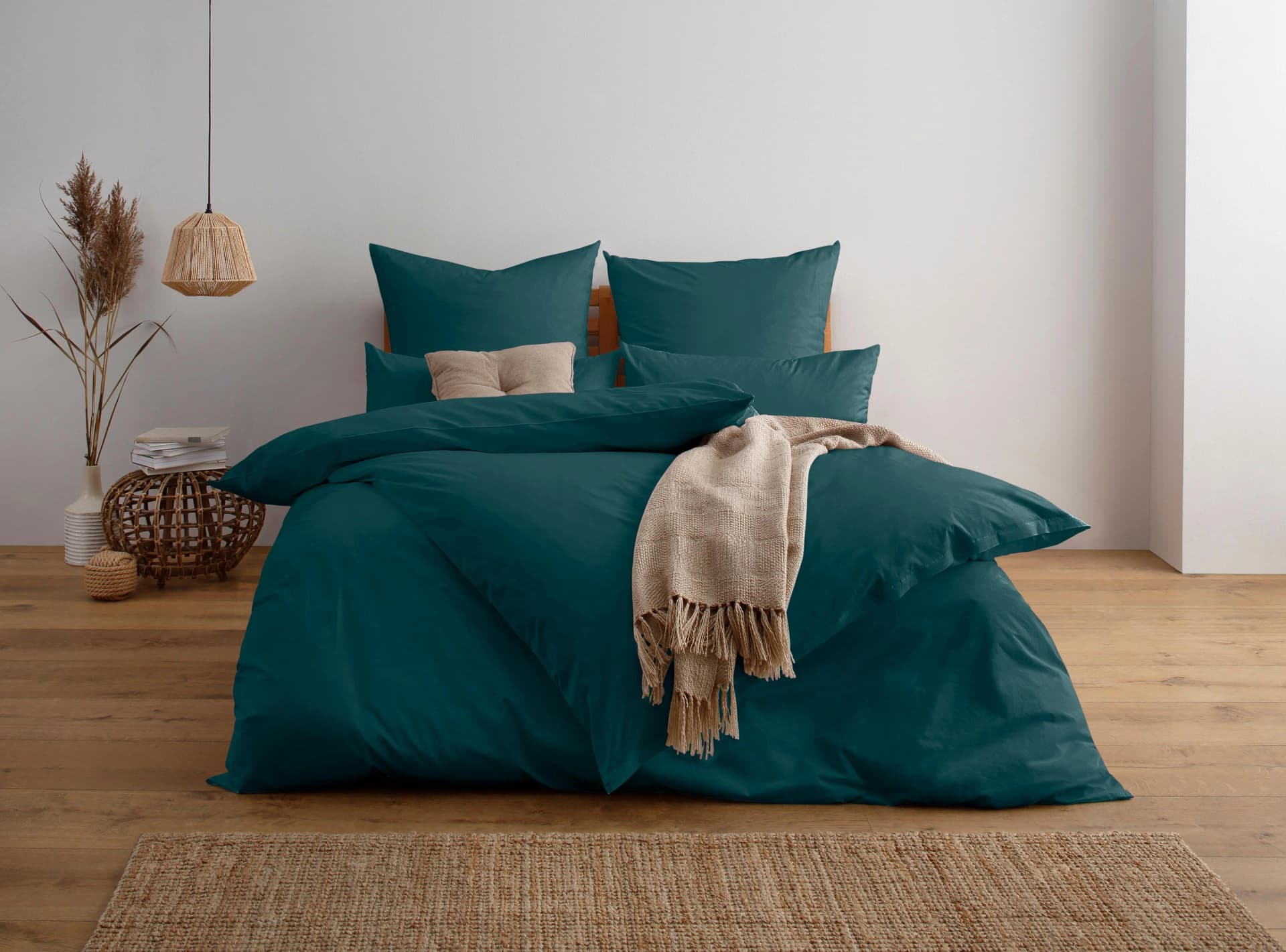 OTTO HOME Bettwäsche Luisa Petrol 200x200 cm Perkal 100% Baumwolle