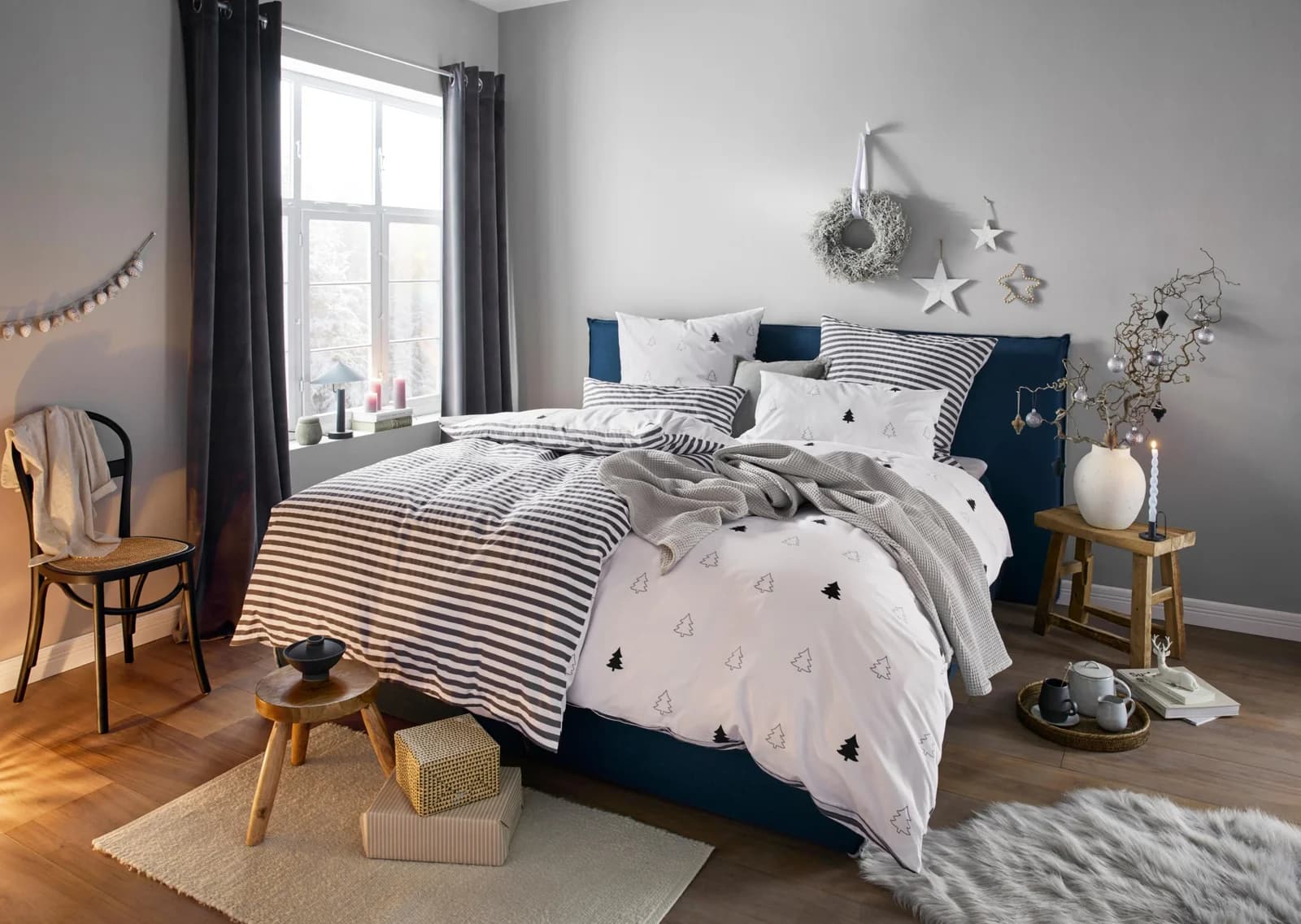 OTTO HOME Wendebettwäsche Julie Weiß Grau Flanell