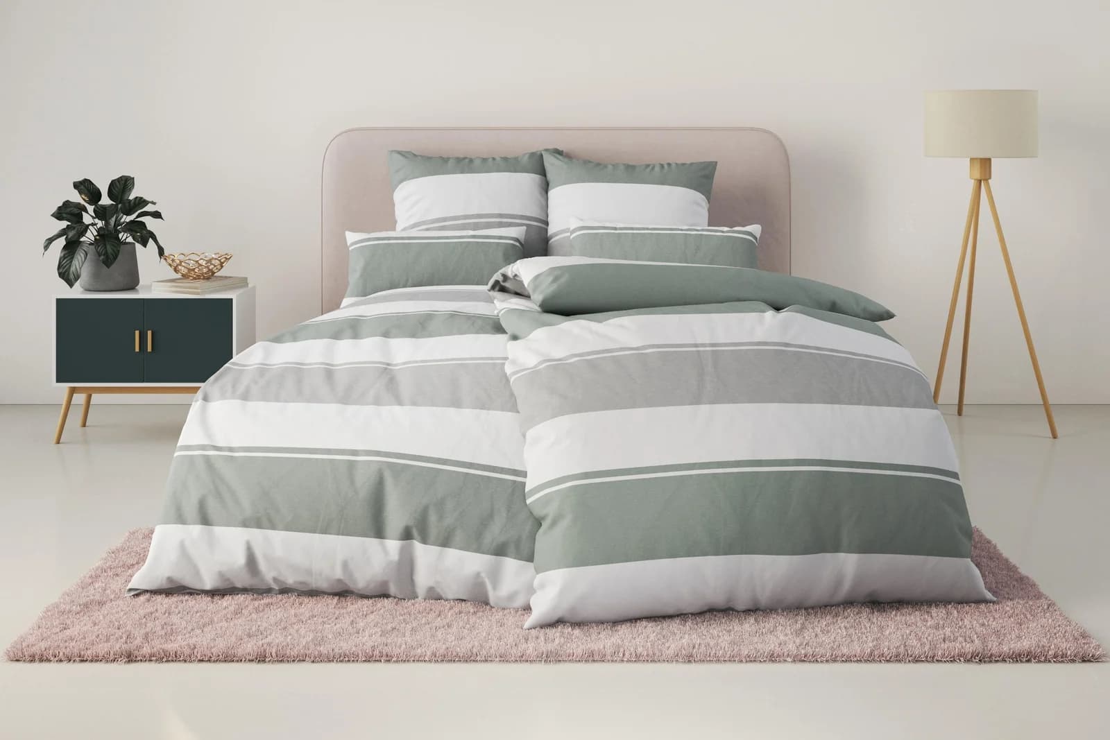 OTTO HOME Bettwäsche Yonne Grün Flanell PREMIUM Gestreift