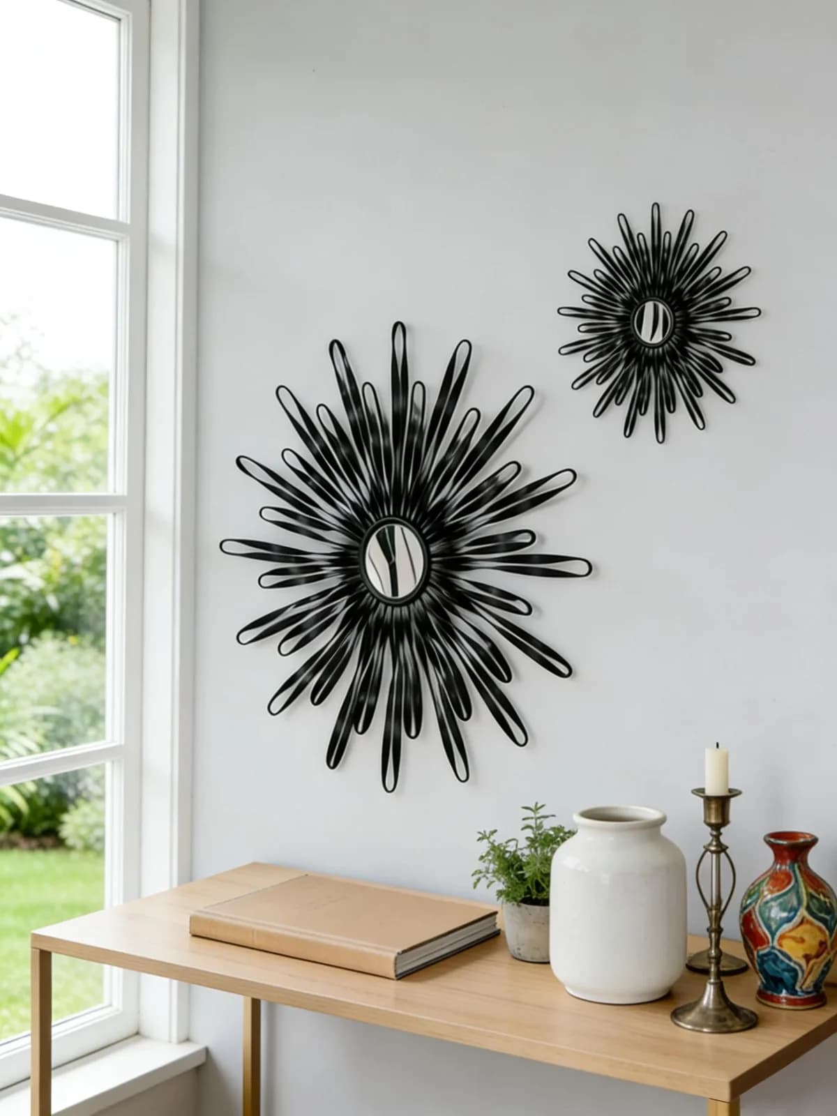 OTTO HOME Wanddeko SONNE 2er Set Gold/Schwarz Metall
