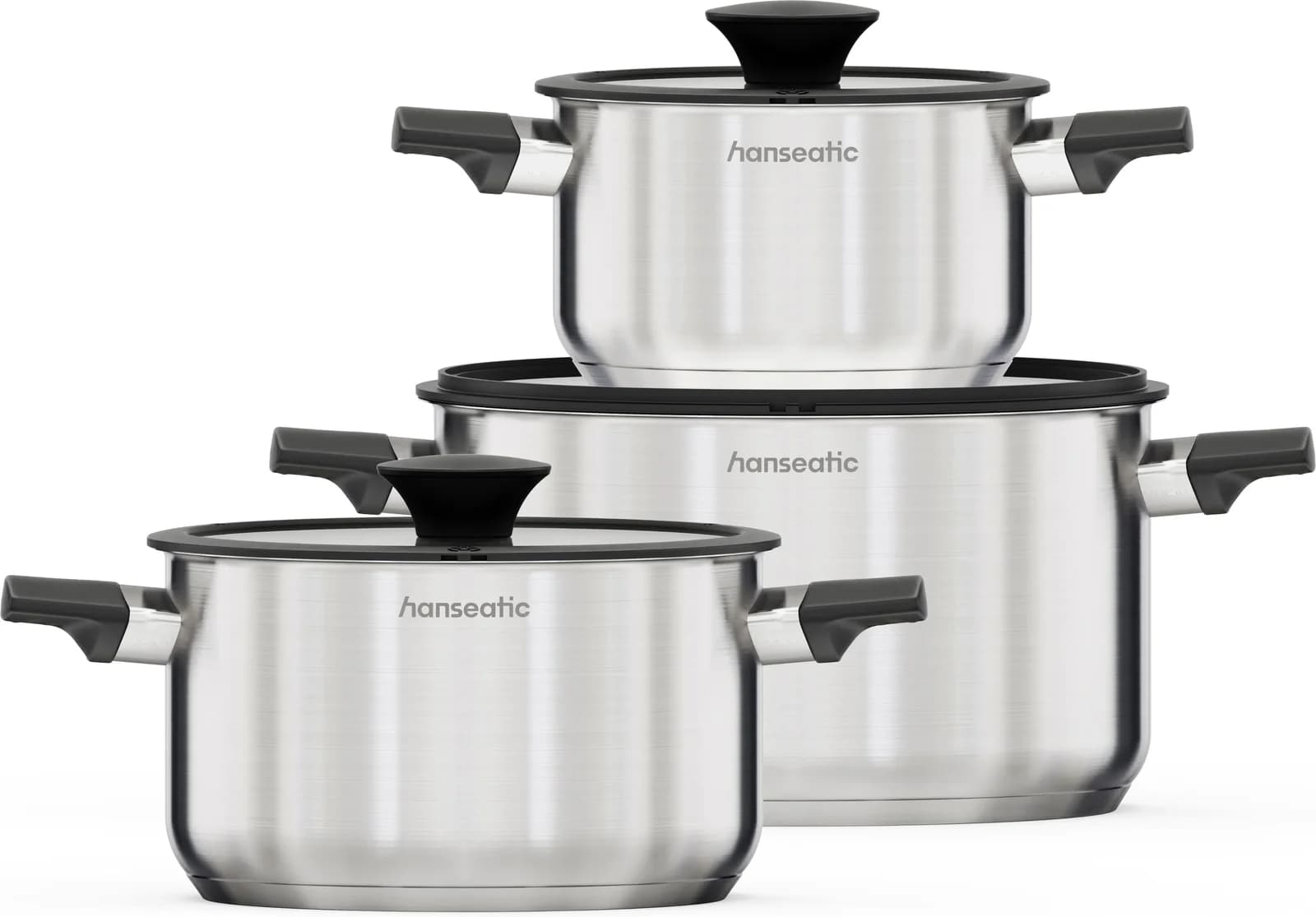 HANSEATIC Topf-Set SMART 6-tlg. Edelstahl 18/10 silberfarben Induktion