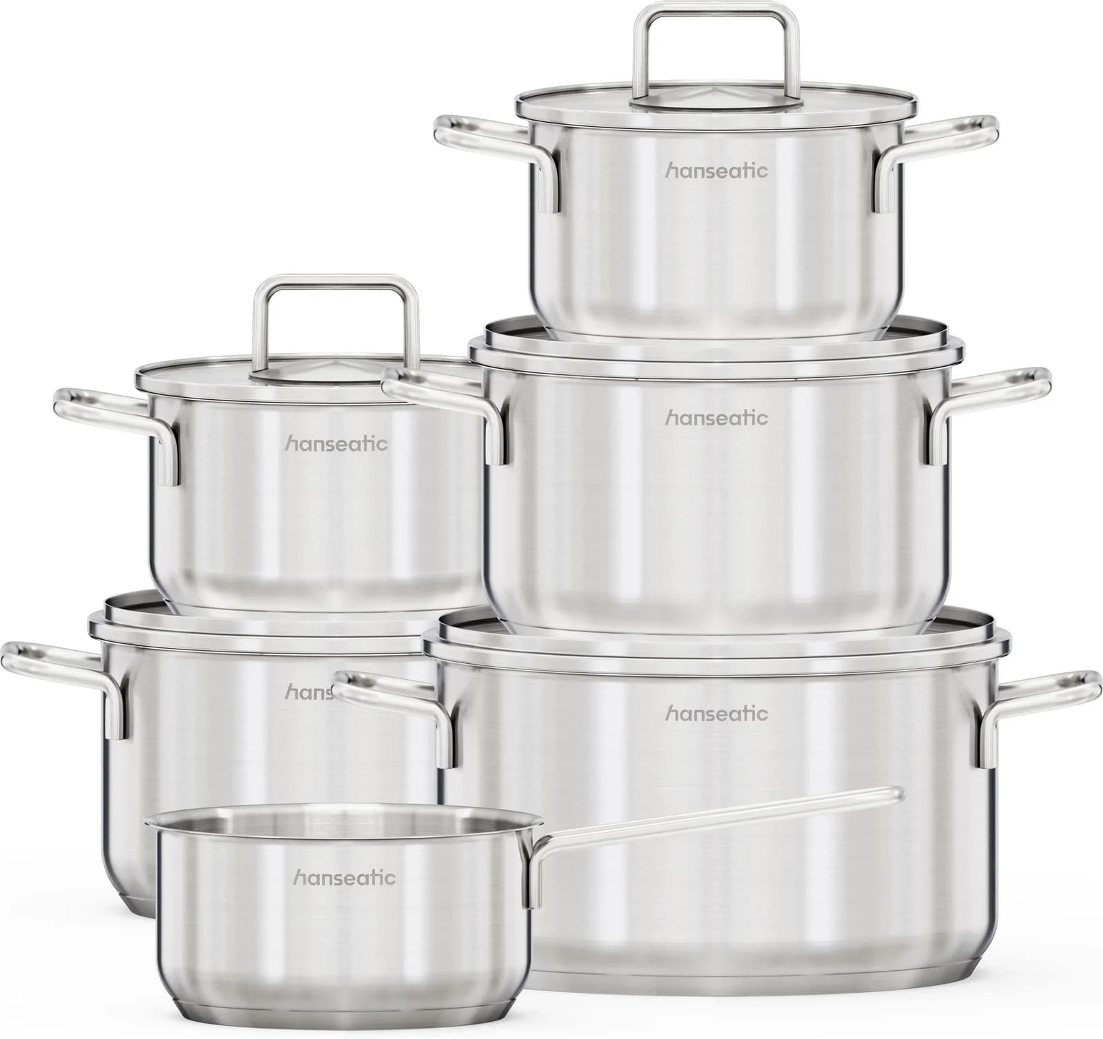 HANSEATIC Topf-Set BASIC 11-tlg. Edelstahl silberfarben Induktion