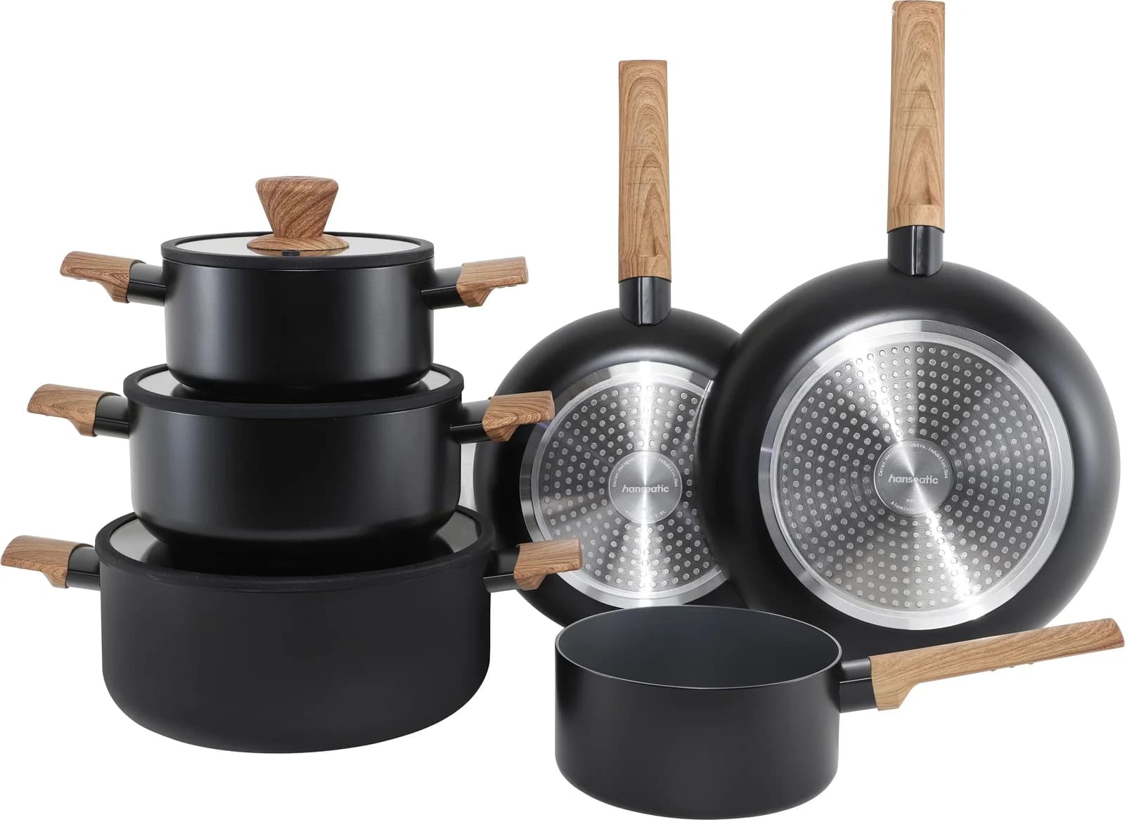 Hanseatic Topf-Set ALU SCANDI 9-tlg. Schwarz/Natur Aluminium