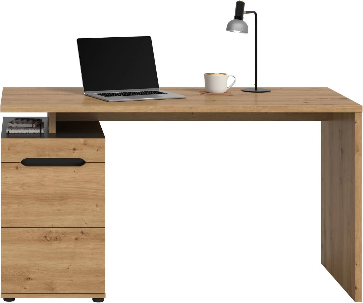 HOME AFFAIRE Schreibtisch REHAT, TOPSELLER, 138 cm, 1 Tür, 2 Fächer, 1 Einlegeboden, Basalt grau, Artisan Eiche Nachbildung - Bild 2