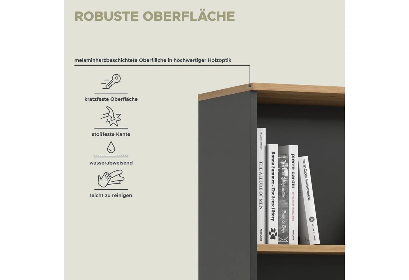 Aktenschrank Home Affaire Rehat Topseller Basalt Grau Artisan Eiche Nachbildung - Bild 4