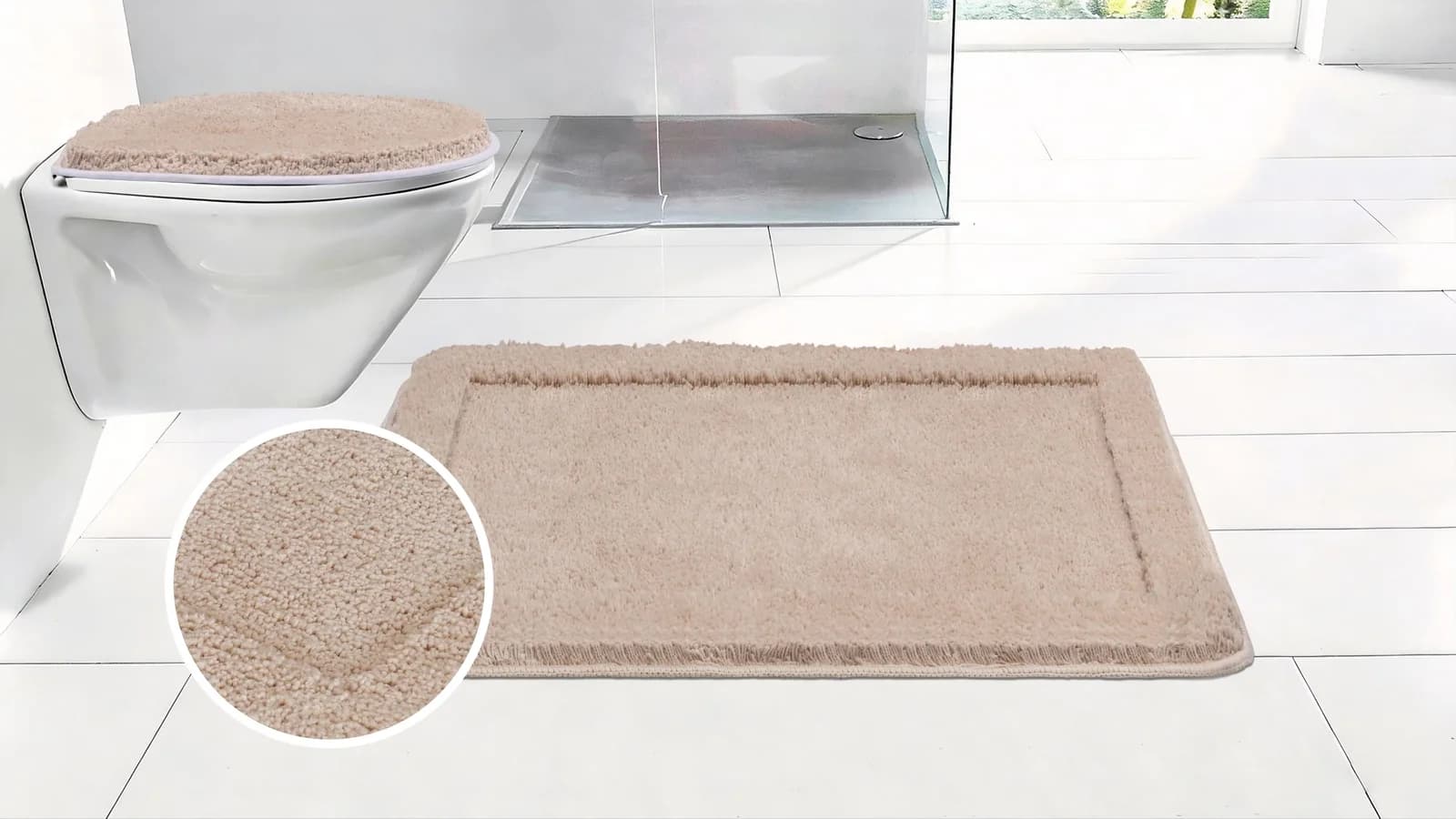 OTTO HOME Badematte Sanremo Beige Uni mit Rahmen