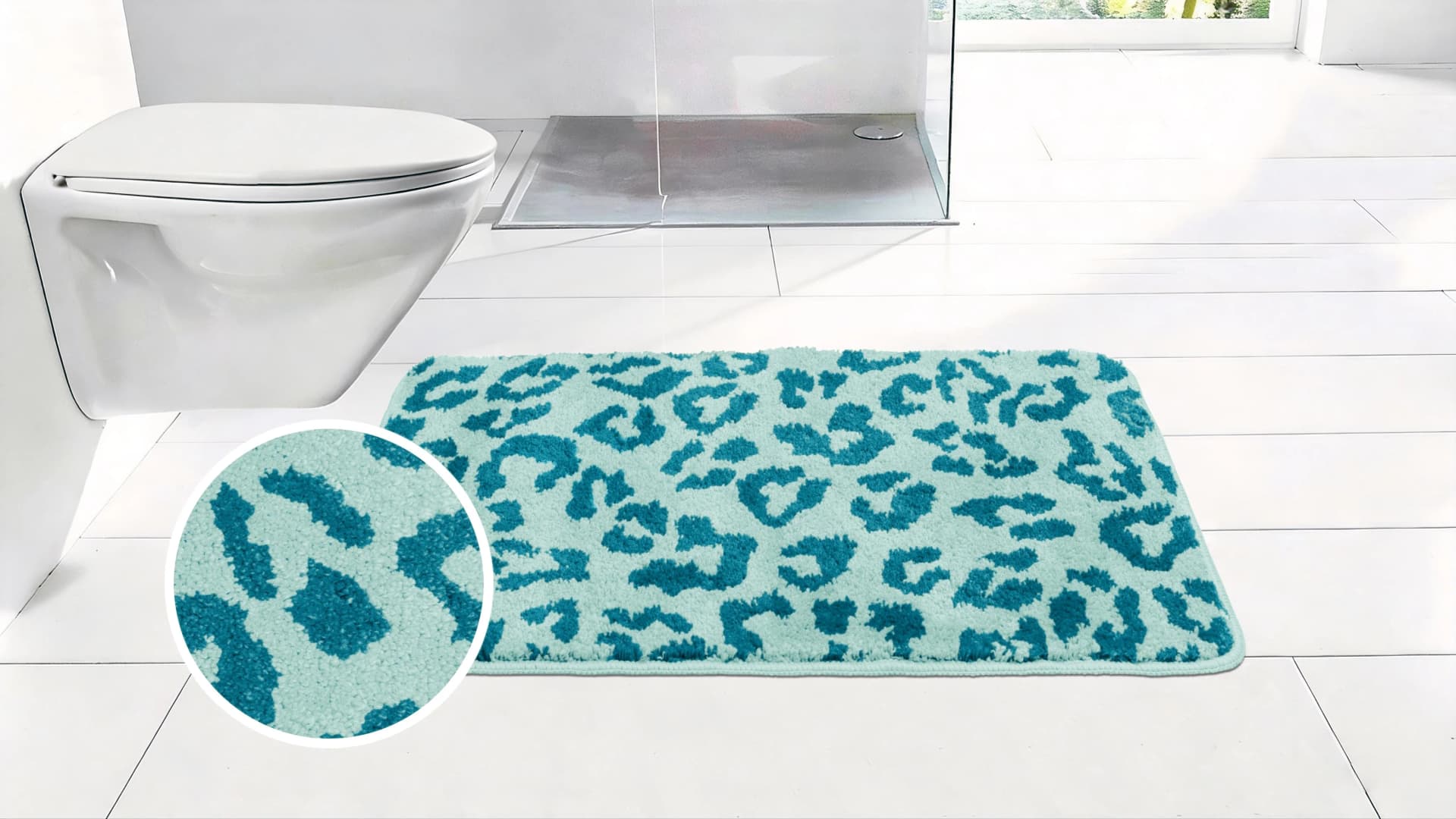 OTTO HOME Badematte Anna Leo Animal Print Blau 70x110 cm