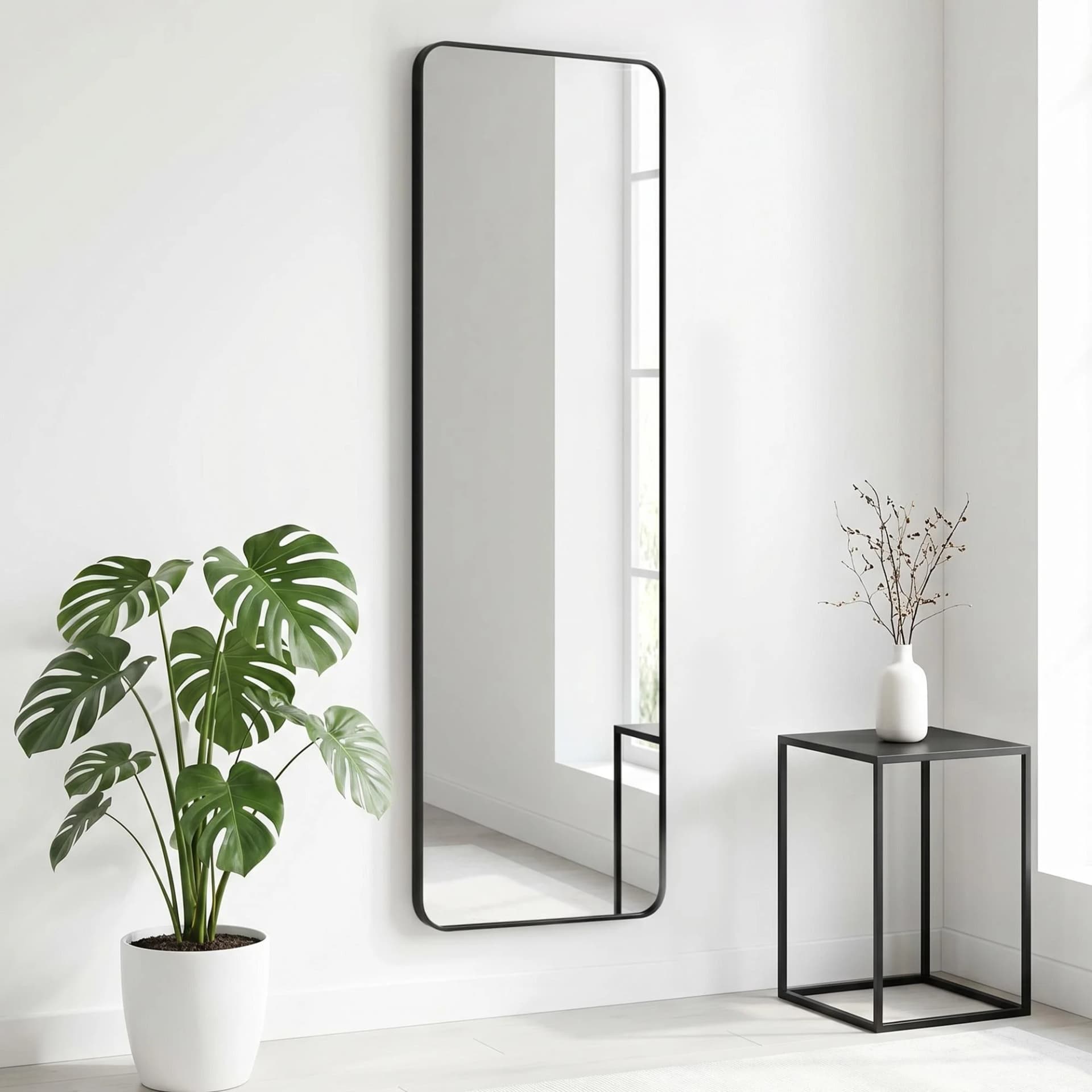 Standspiegel Addrik OTTO HOME Schwarz Glas Aluminium