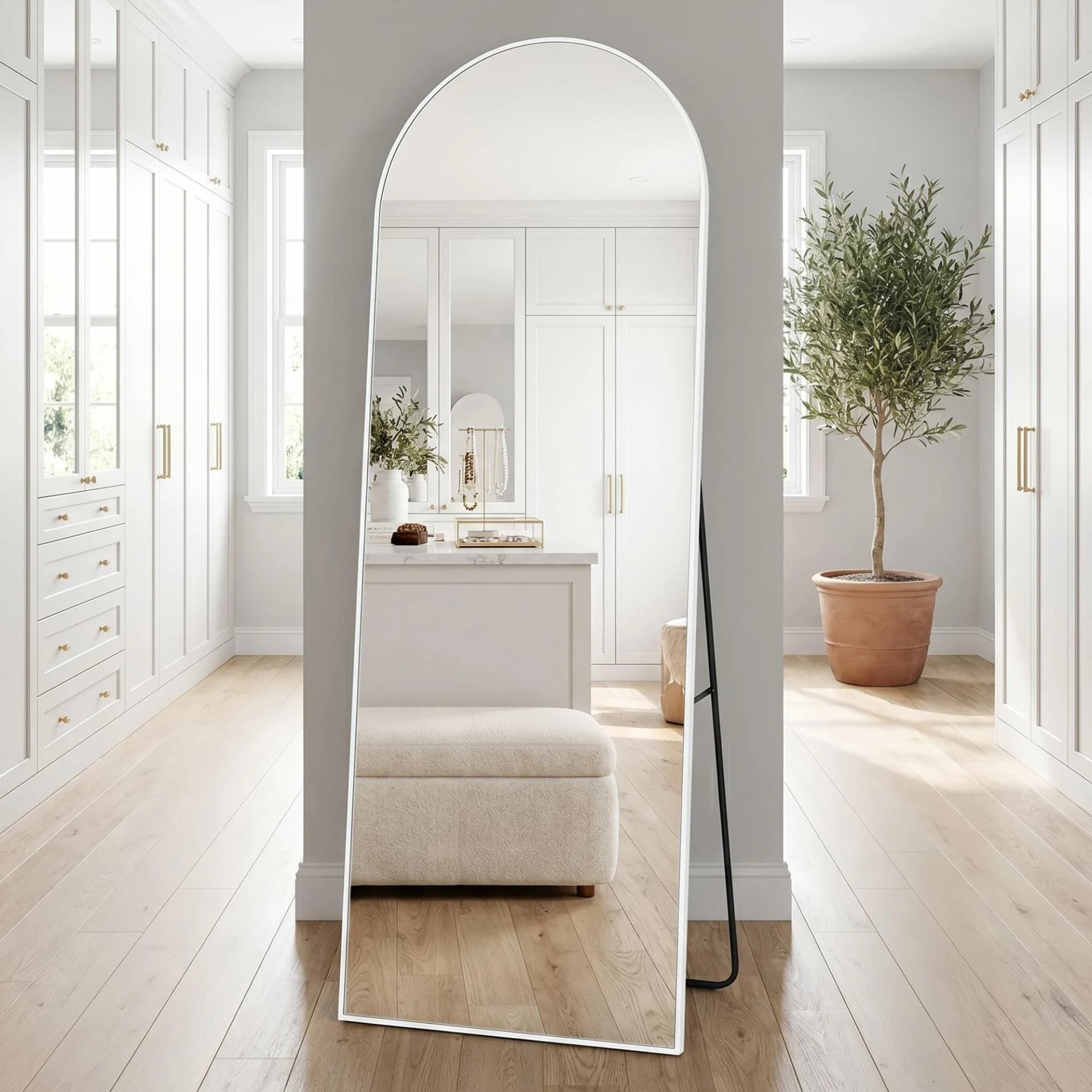 OTTO HOME Standspiegel Addrik Weiß Sicherheitsglas Aluminium