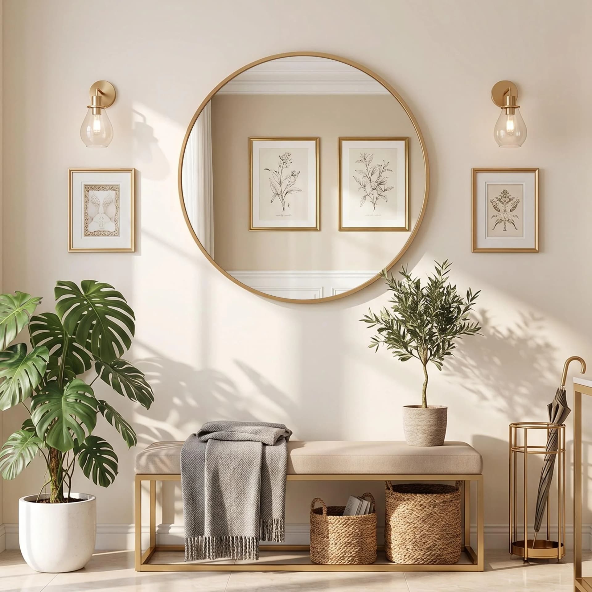 OTTO HOME Wandspiegel Addrik rund goldfarben Glas Aluminium