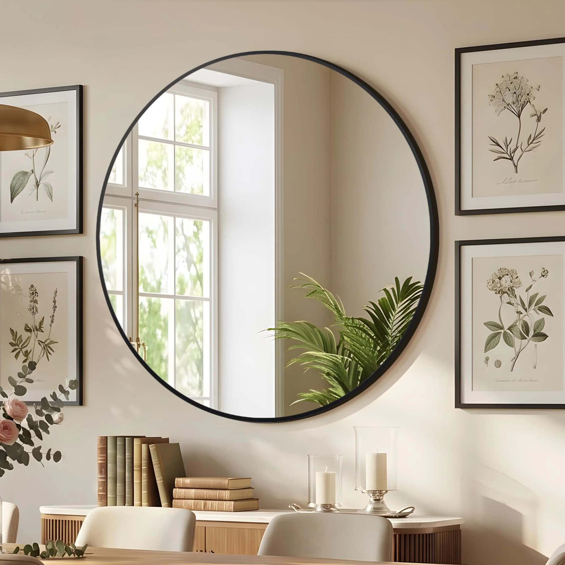 Wandspiegel Addrik rund in Schwarz Glas Aluminium