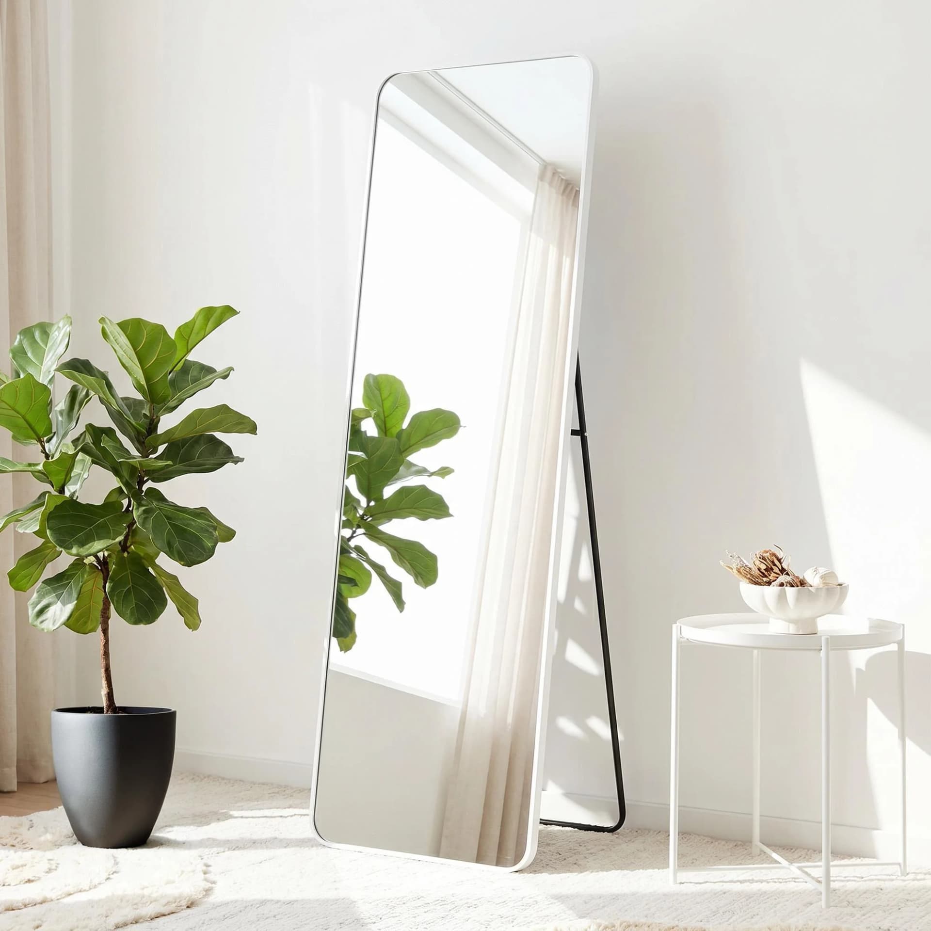 Standspiegel Addrik OTTO HOME Weiß Glas Aluminium Ganzkörperspiegel