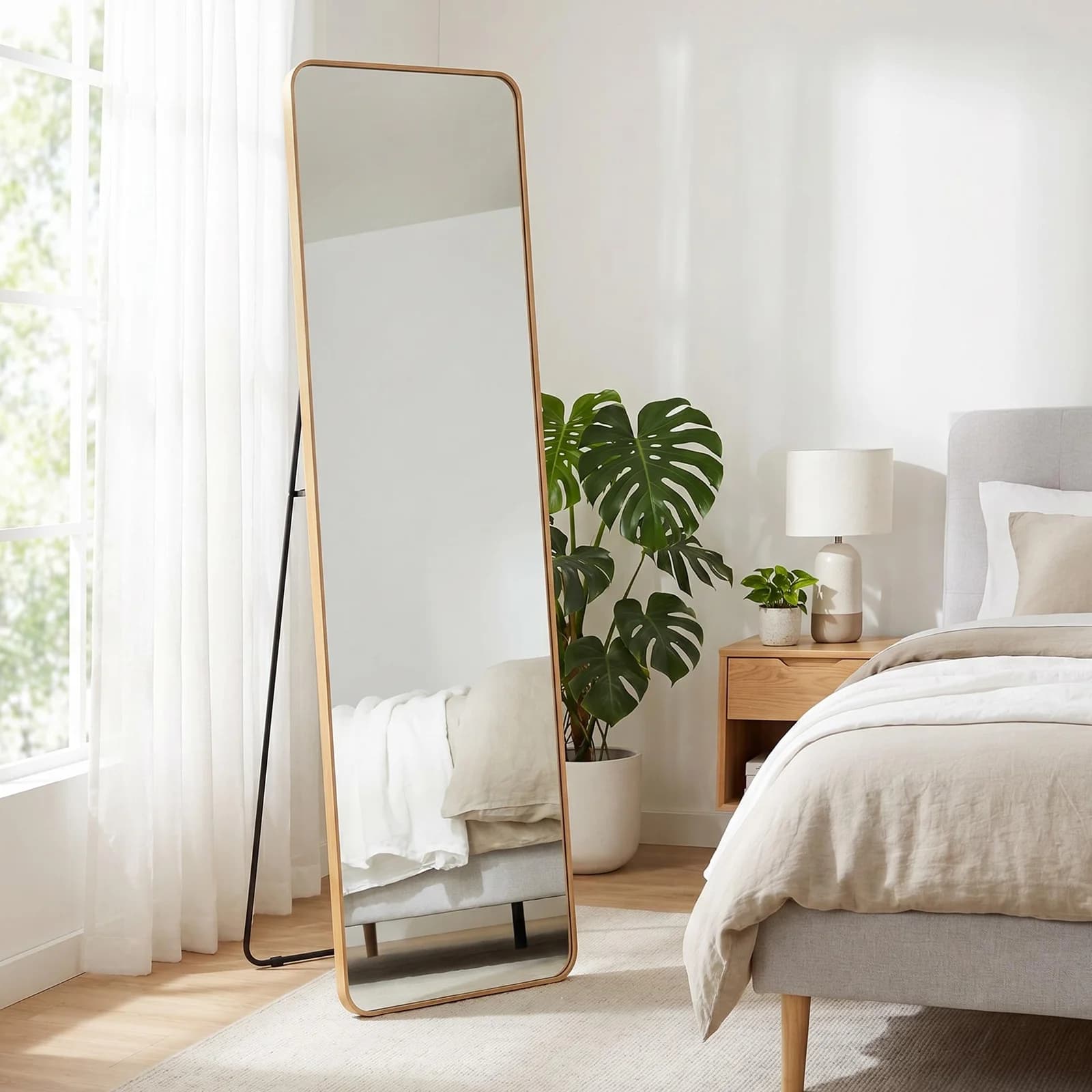 OTTO HOME Standspiegel Addrik Gold Holzoptik Ganzkörperspiegel