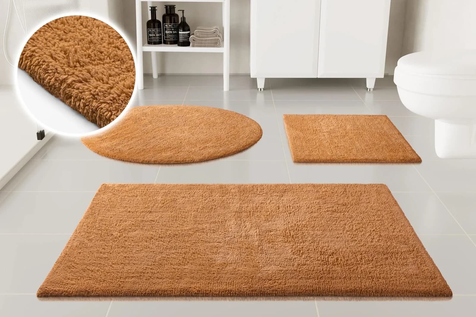 Moderne Badematte aus Baumwolle in Terrakotta
