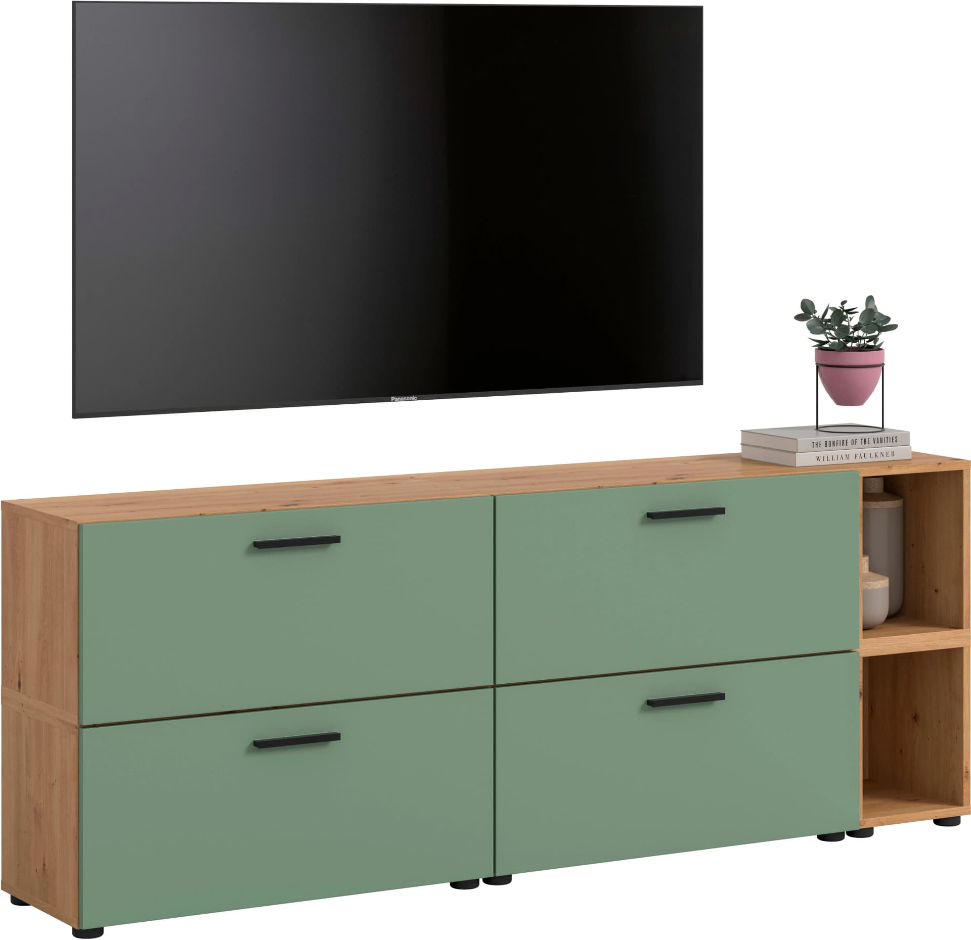 Home Affaire Wohnwand ENESTE 6-teilig Eiche Nachbildung/Smoke Green