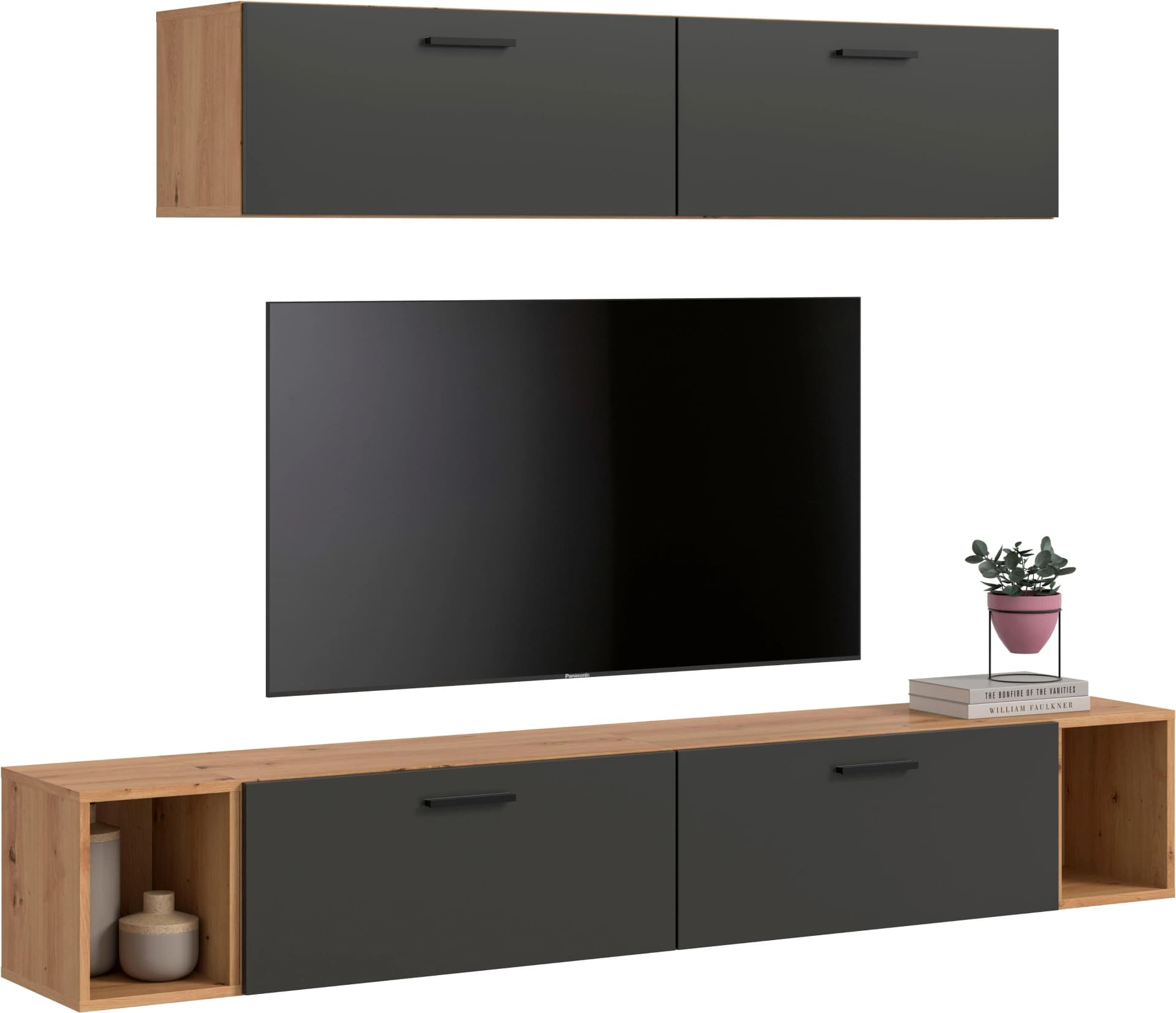 Home Affaire Wohnwand ENESTE 6-teilig Artisan Eiche/Basalt Grau