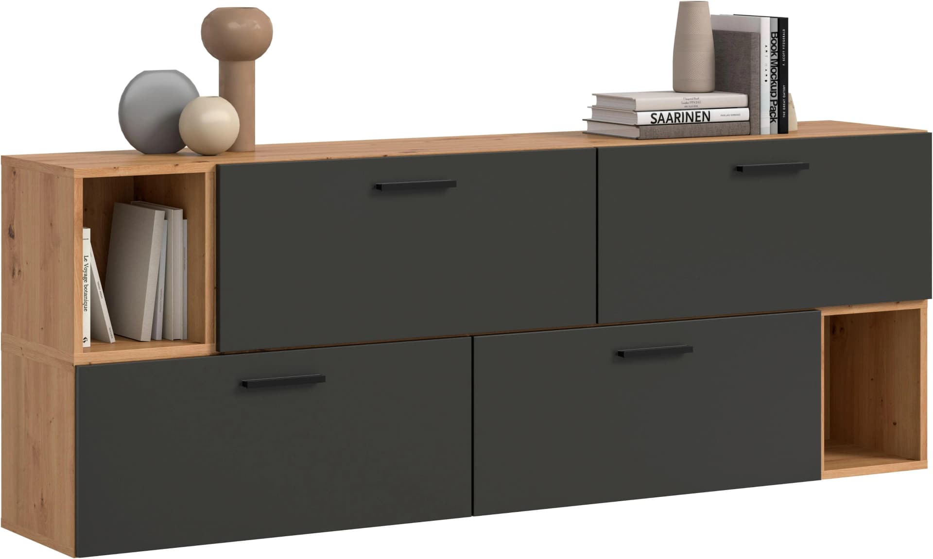 Home Affaire Wohnwand ENESTE 6-teilig Artisan Eiche/Basalt grau