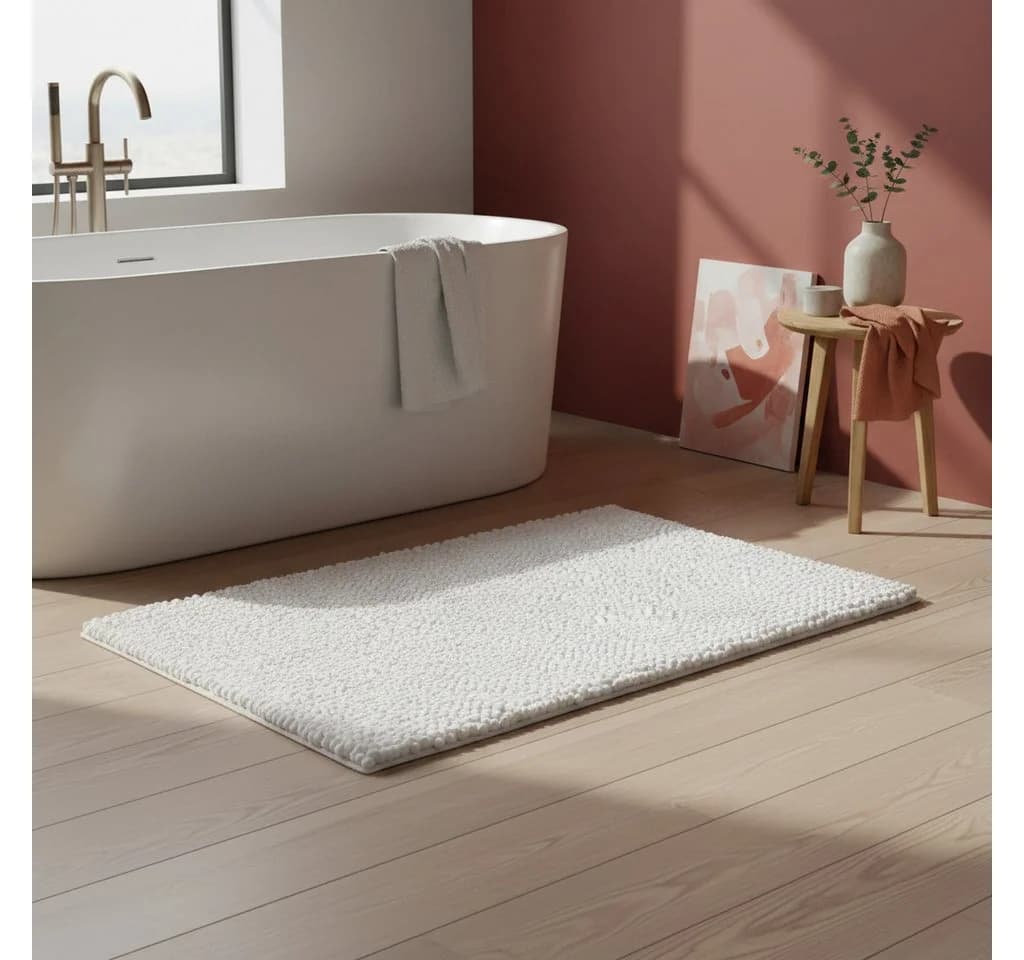 OTTO home Badematte Vanessa Chenille Weiß Rutschhemmend